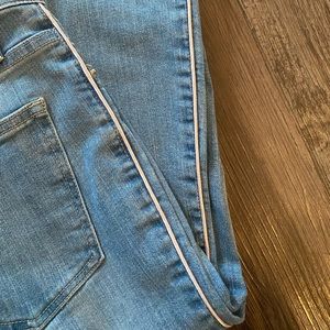 J. Crew TALL Toothpick Jeans with Pale Pink Satin Piping high rise